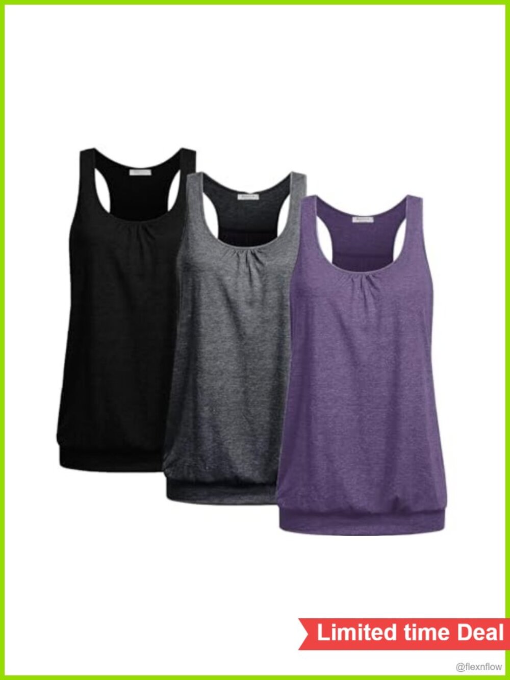 Women's Yoga Tank Tops 3-Pack Sleeveless Racerback Moisture-Wicking